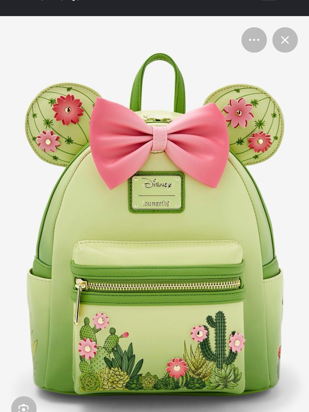 NWT* Exclusive Disney x Loungefly Green Minnie Ear Cactus Backpack with Pink Bow